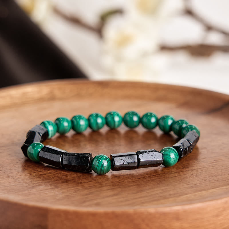 8mm Malachite Black Tourmaline Purity & Protection Bracelet