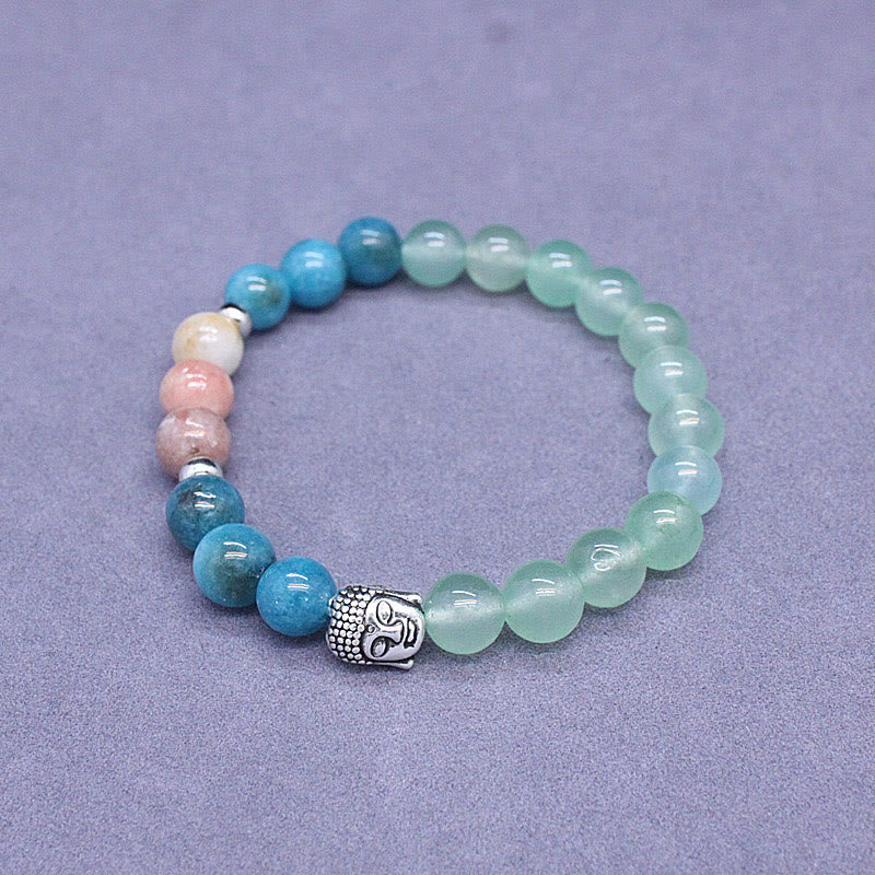 8mm Mixed Gemstone Buddha Bracelet for Protection & Balance