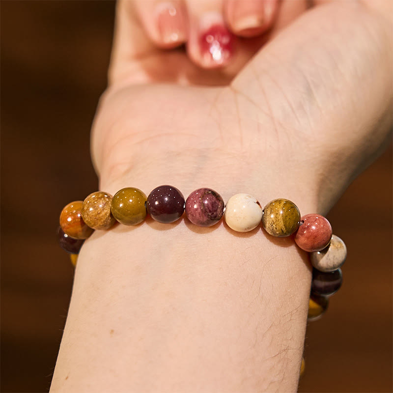 8mm Mookaite Emotional Growth Agate Beaded Bracelet