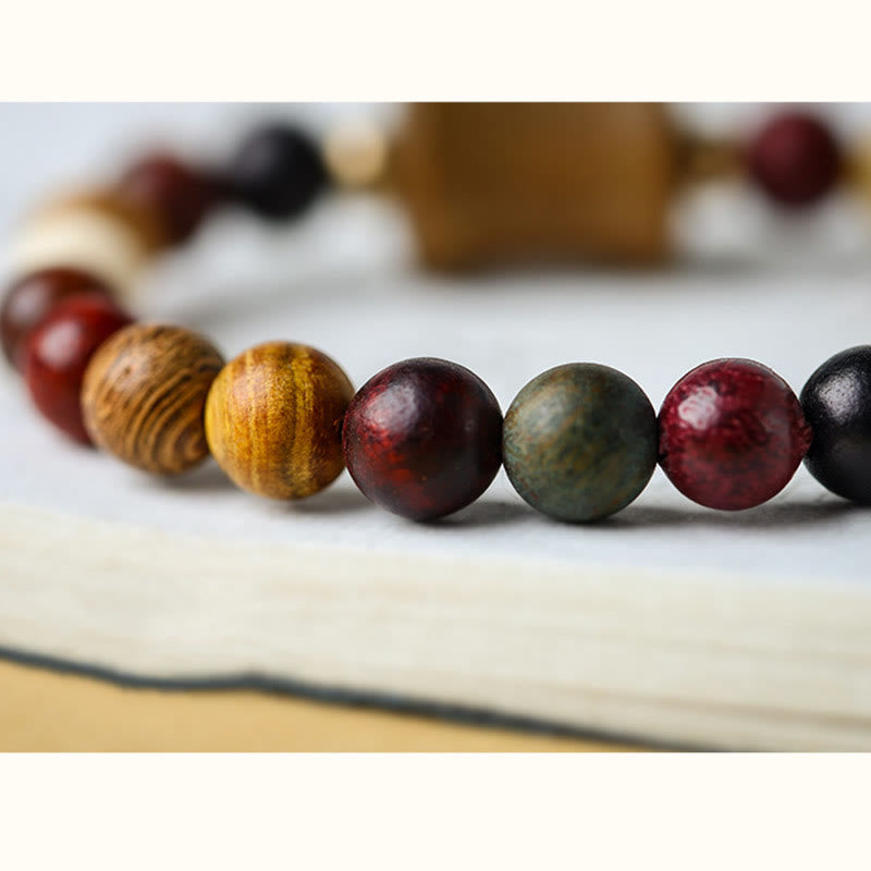8mm Multicolored Sandalwood Om Mani Padme Hum Protection Bracelet