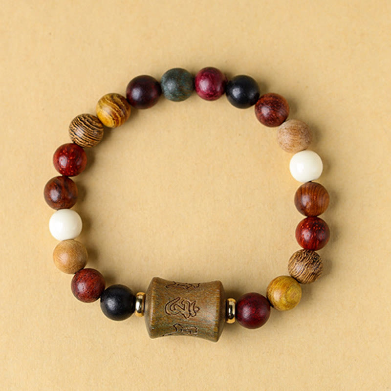 8mm Multicolored Sandalwood Om Mani Padme Hum Protection Bracelet