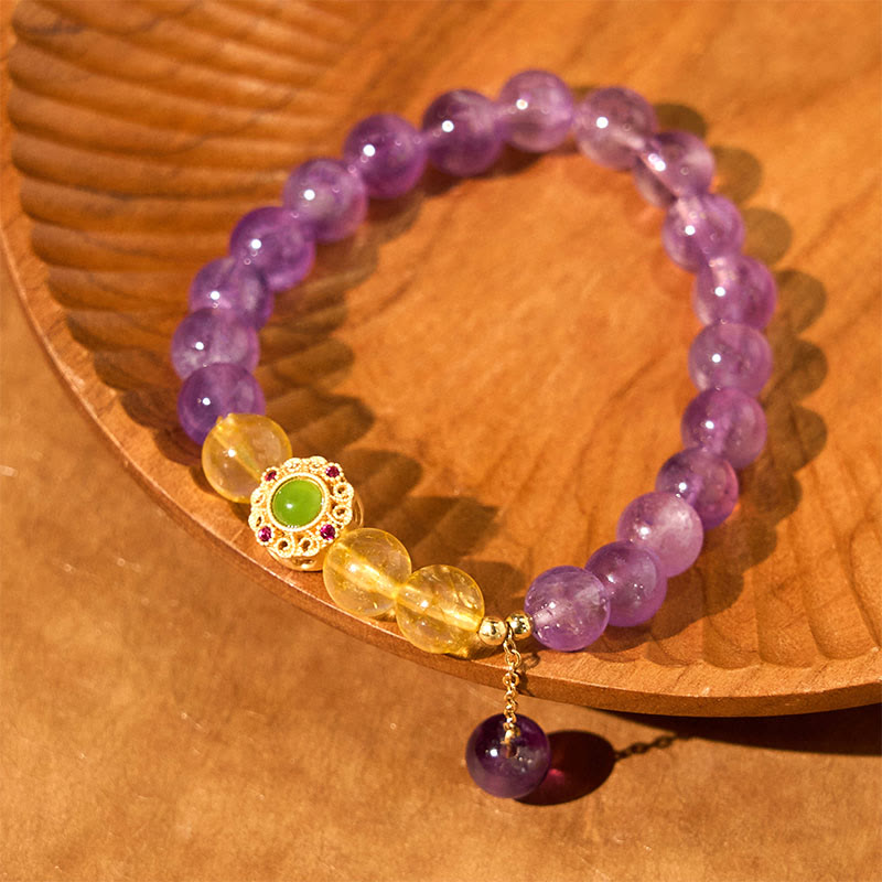 8mm Natural Amethyst Meditation Balance Bracelet for Inner Peace