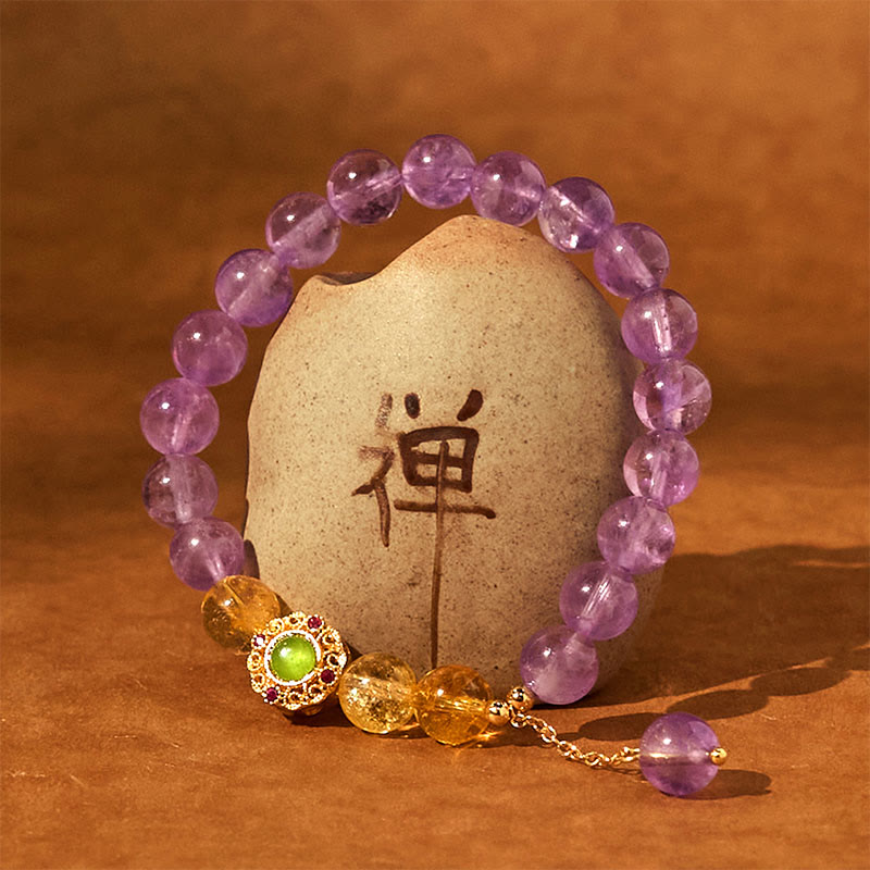 8mm Natural Amethyst Meditation Balance Bracelet for Inner Peace
