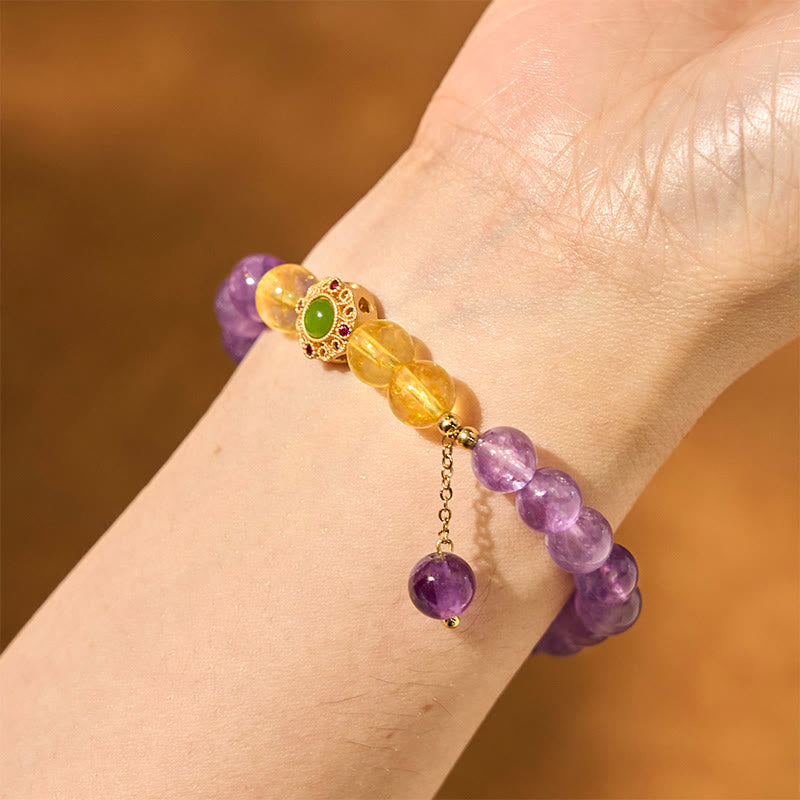 8mm Natural Amethyst Meditation Balance Bracelet for Inner Peace