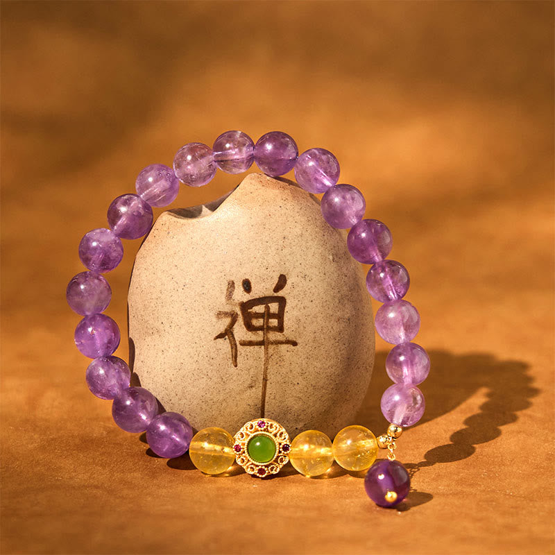 8mm Natural Amethyst Meditation Balance Bracelet for Inner Peace