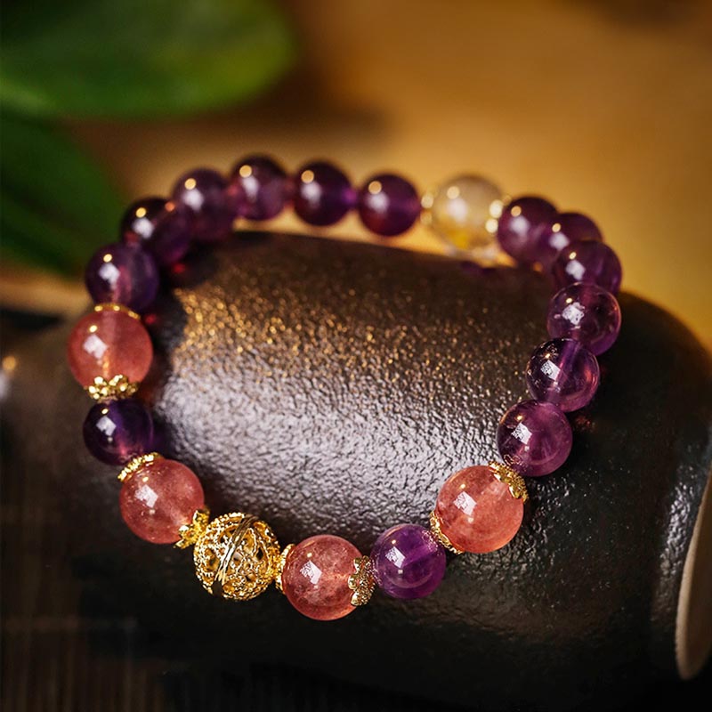 8mm Natural Citrine Prosperity Bracelet for Protection