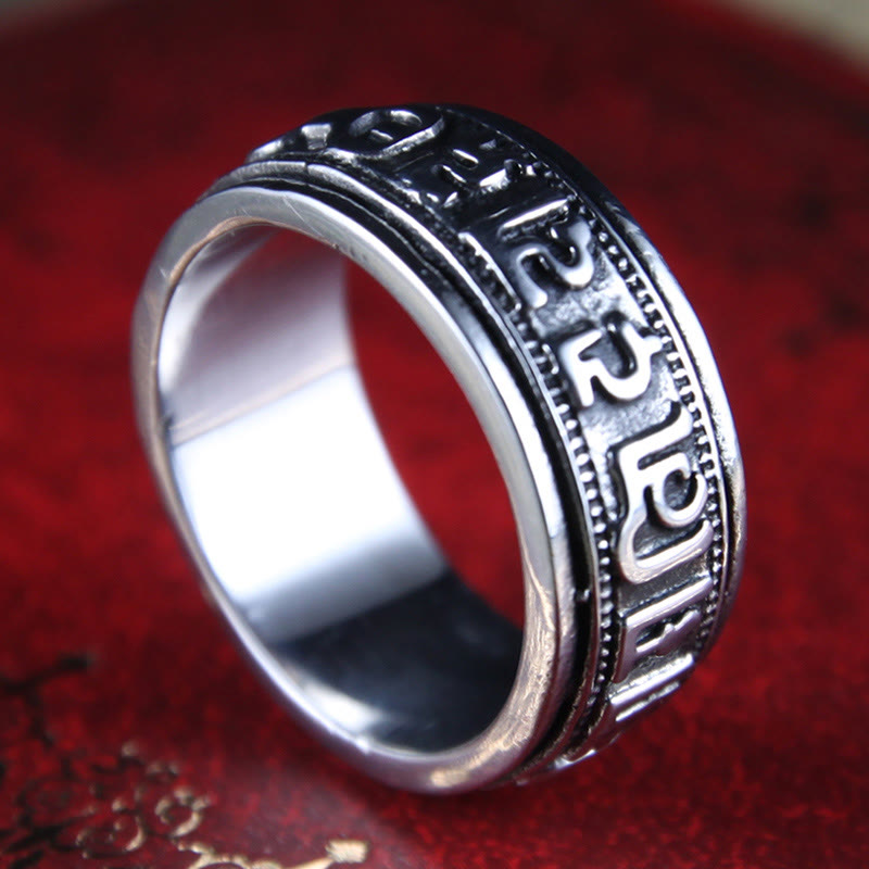 8mm Om Mani Padme Hum Titanium Steel Spinner Ring