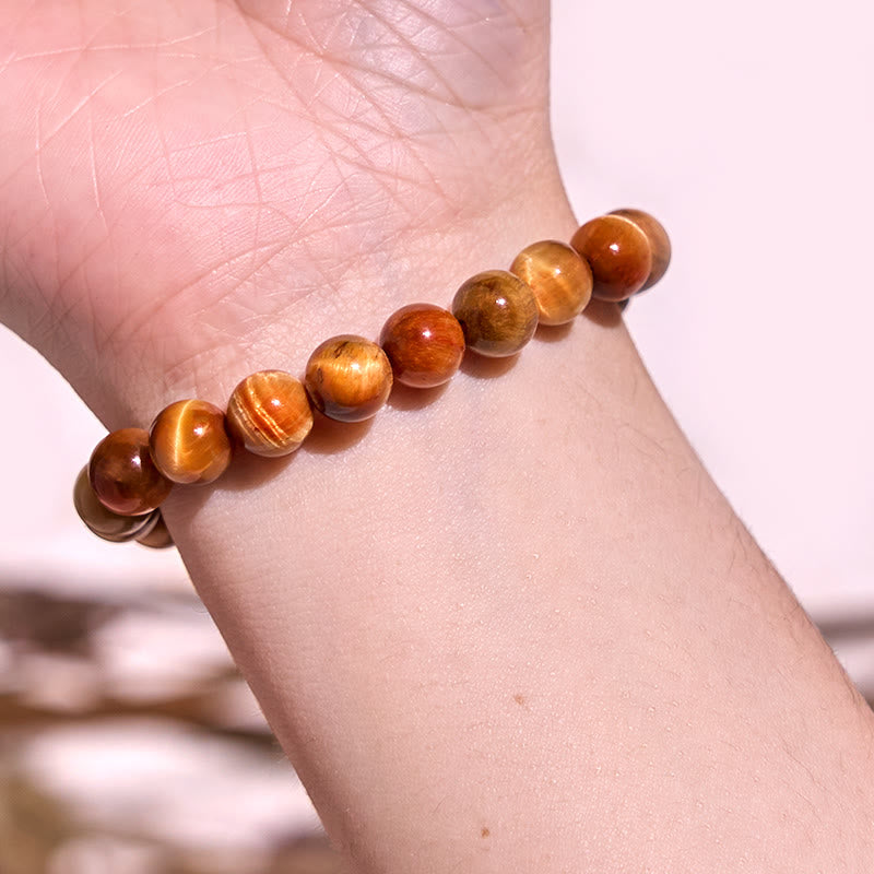 8mm Orange Tiger Eye Strength Bracelet for Focus & Protection