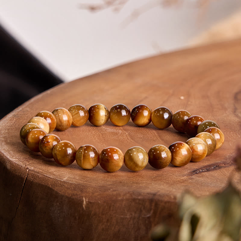 8mm Orange Tiger Eye Strength Bracelet for Focus & Protection