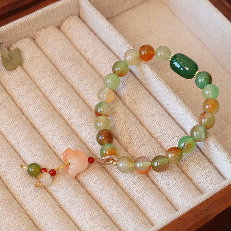 8mm Peacock Agate Butterfly Peace Buckle Bracelet