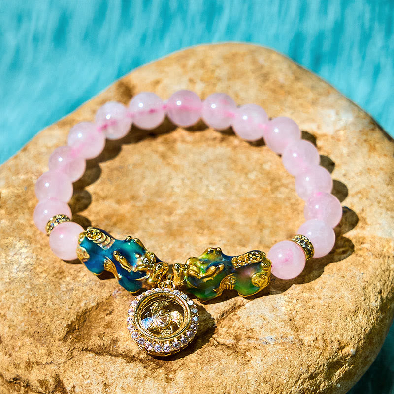 8mm Pink Crystal Color Change Pixiu Warmth Bracelet