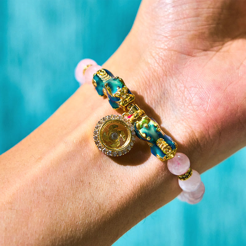 8mm Pink Crystal Color Change Pixiu Warmth Bracelet