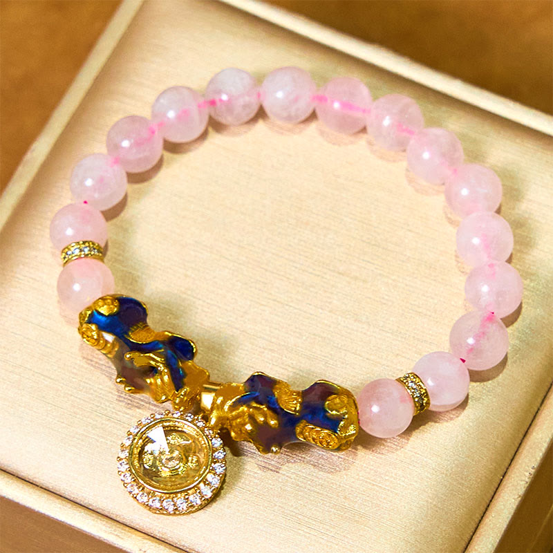 8mm Pink Crystal Color Change Pixiu Warmth Bracelet