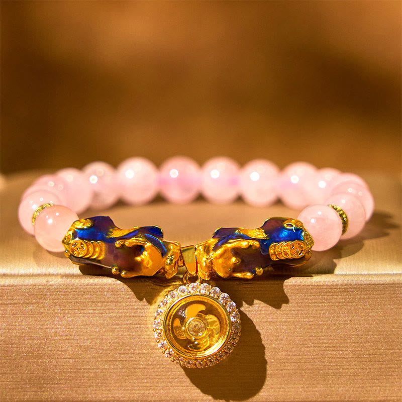 8mm Pink Crystal Color Change Pixiu Warmth Bracelet