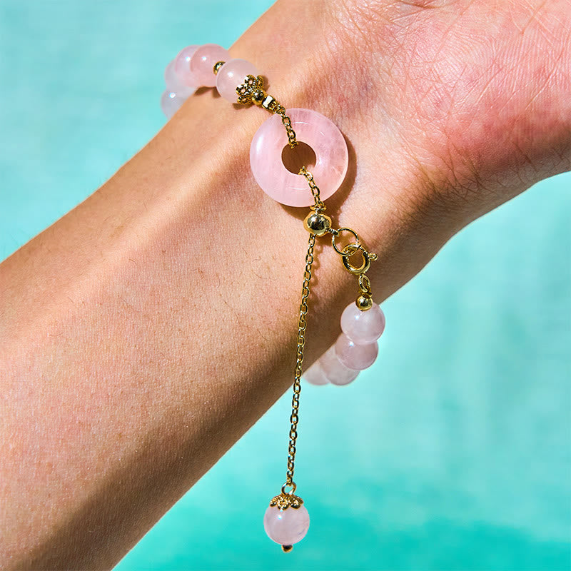 8mm Pink Crystal Self-Acceptance Bracelet with Peace Buckle