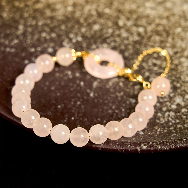 8mm Pink Crystal Self-Acceptance Bracelet with Peace Buckle