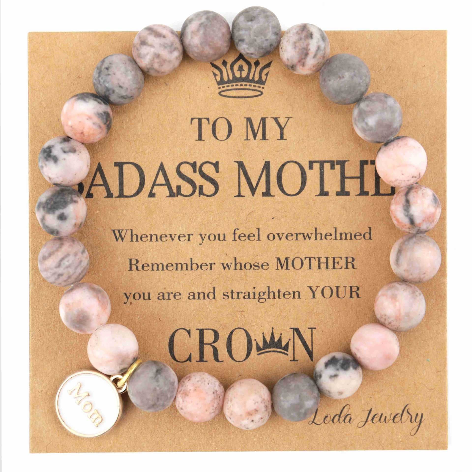 8mm Pink Zebra Jasper Agate Healing Bracelet for Mom