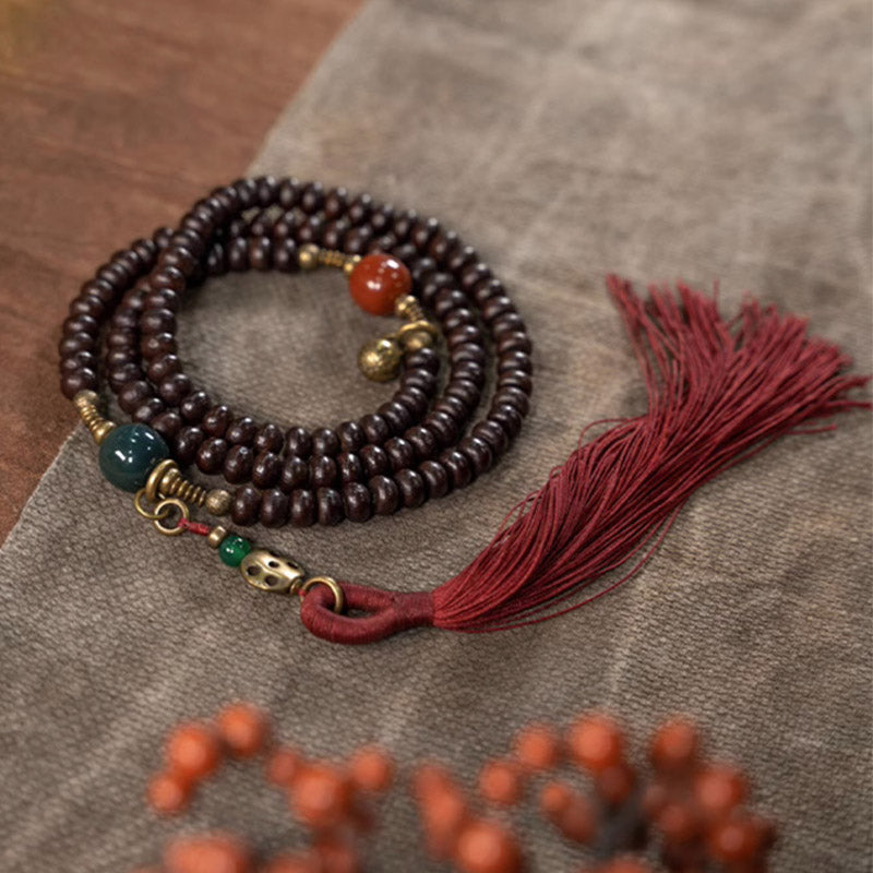 8mm Purple Bodhi Seed Mala Bracelet for Auspiciousness