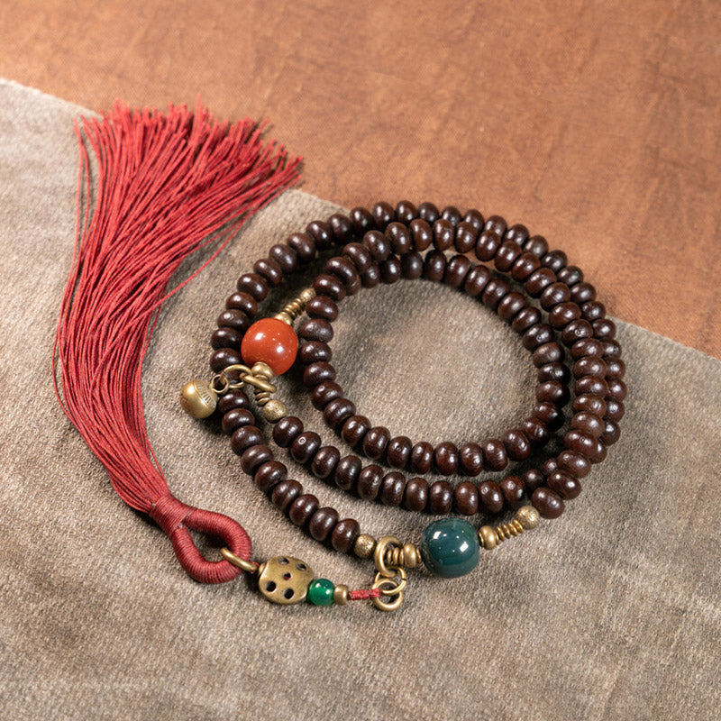 8mm Purple Bodhi Seed Mala Bracelet for Auspiciousness