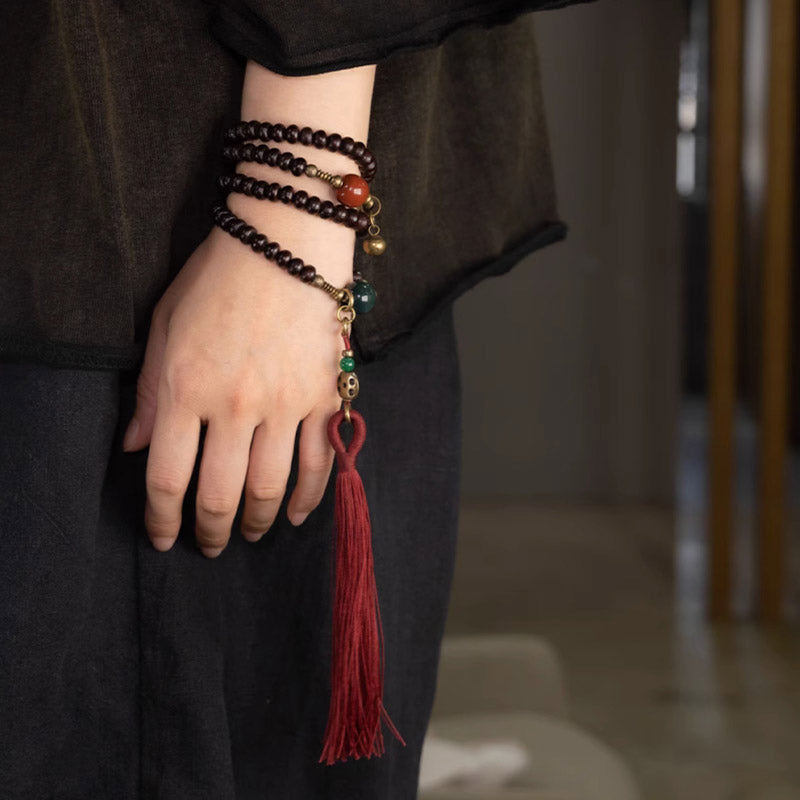 8mm Purple Bodhi Seed Mala Bracelet for Auspiciousness