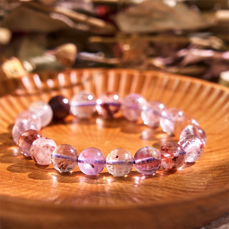8mm Purple Phantom Amethyst Bracelet for Love and Wisdom
