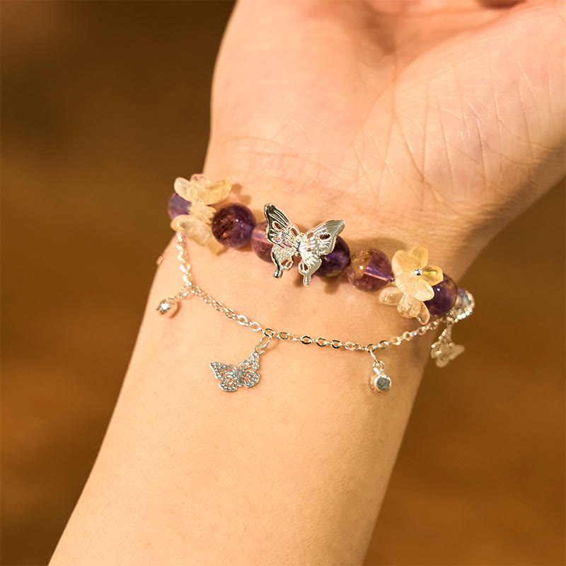 8mm Purple Phantom Amethyst Wisdom Bracelet for Women