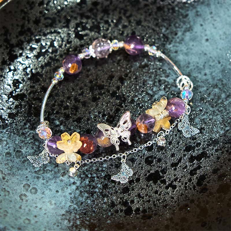 8mm Purple Phantom Amethyst Wisdom Bracelet for Women