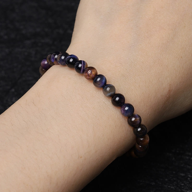 8mm Purple Tiger Eye Protection Bracelet for Strength
