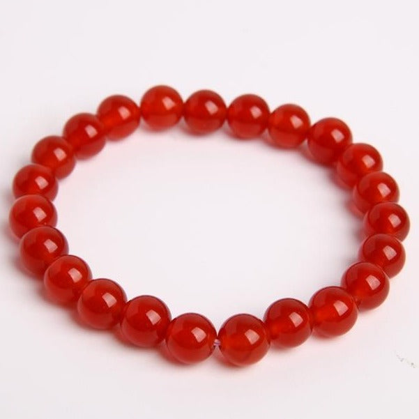 8mm Red Chalcedony Agate Bracelet for Emotional Support & Healing