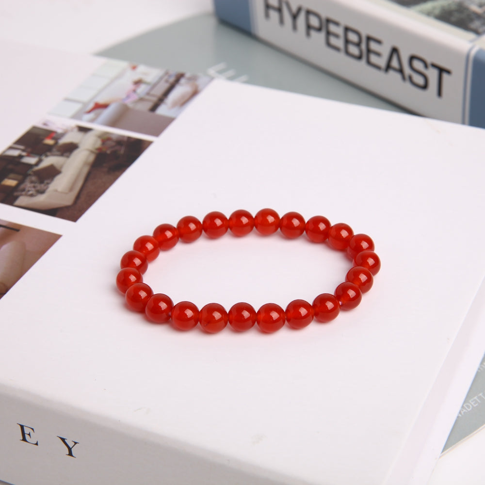 8mm Red Chalcedony Agate Bracelet for Emotional Support & Healing