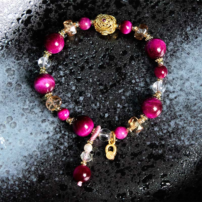8mm Red & Green Tiger Eye Energy Balance Bracelet