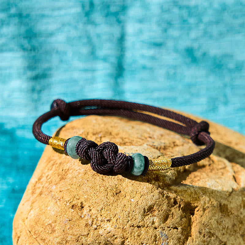 8mm Red String Jade Luck Fortune Knot Bracelet for Couples