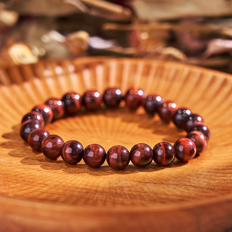 8mm Red Tiger Eye Bracelet for Creativity and Courage