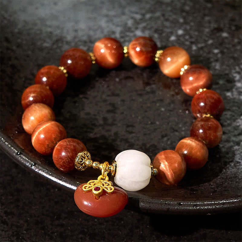 8mm Red Tiger Eye Pumpkin Calm Bracelet
