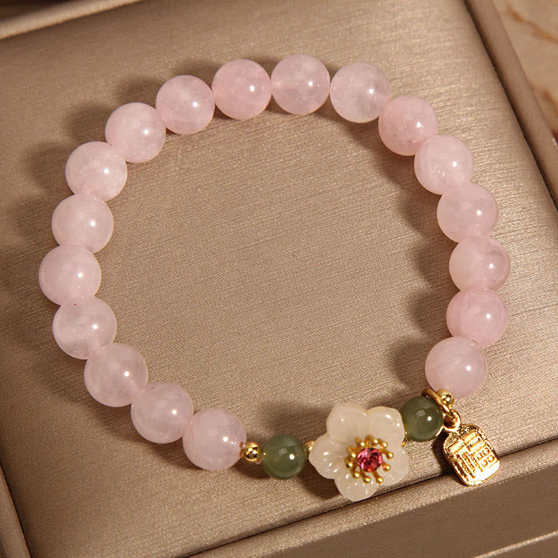 8mm Rose Quartz Peach Blossom Fu Character Relationship Bracelet