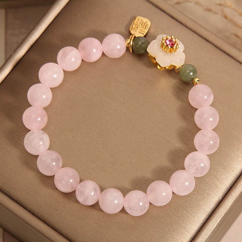 8mm Rose Quartz Peach Blossom Fu Character Relationship Bracelet