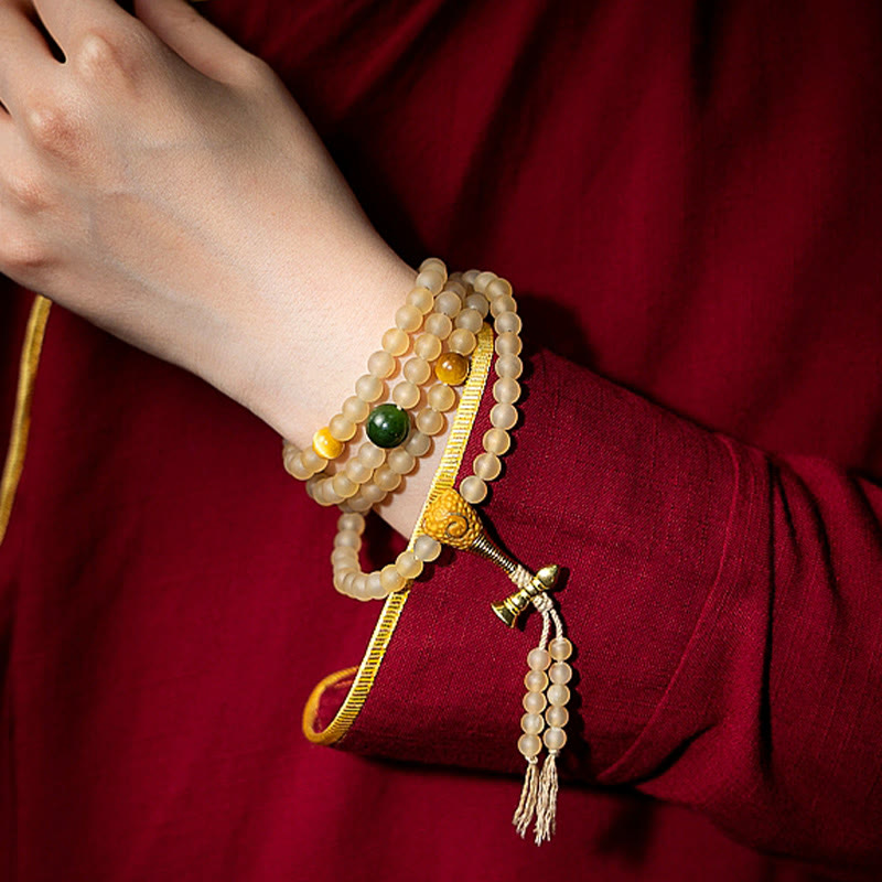 8mm Sheep Horn Chinese Zodiac Bracelet for Wealth & Protection