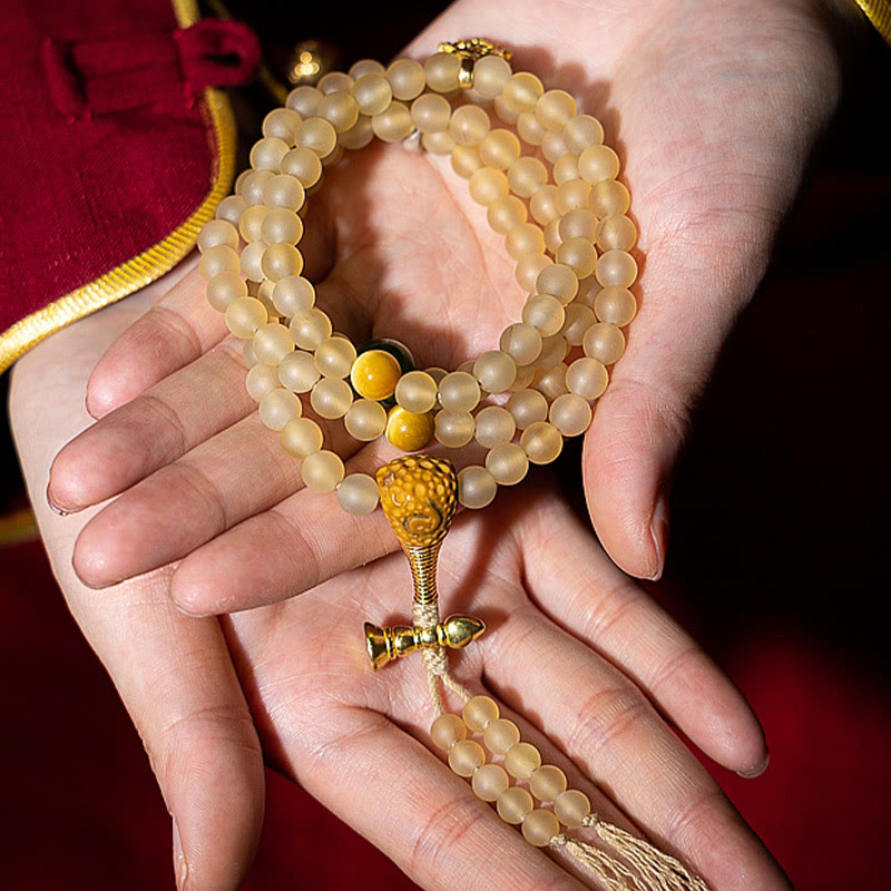 8mm Sheep Horn Chinese Zodiac Bracelet for Wealth & Protection