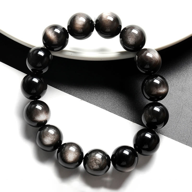 8mm Silver Sheen Obsidian Soothing Protection Bracelet
