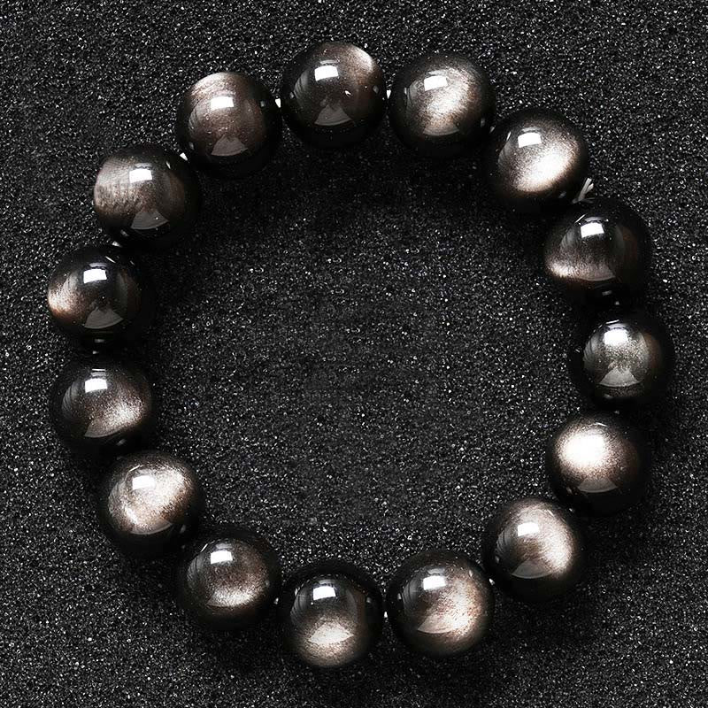 8mm Silver Sheen Obsidian Soothing Protection Bracelet