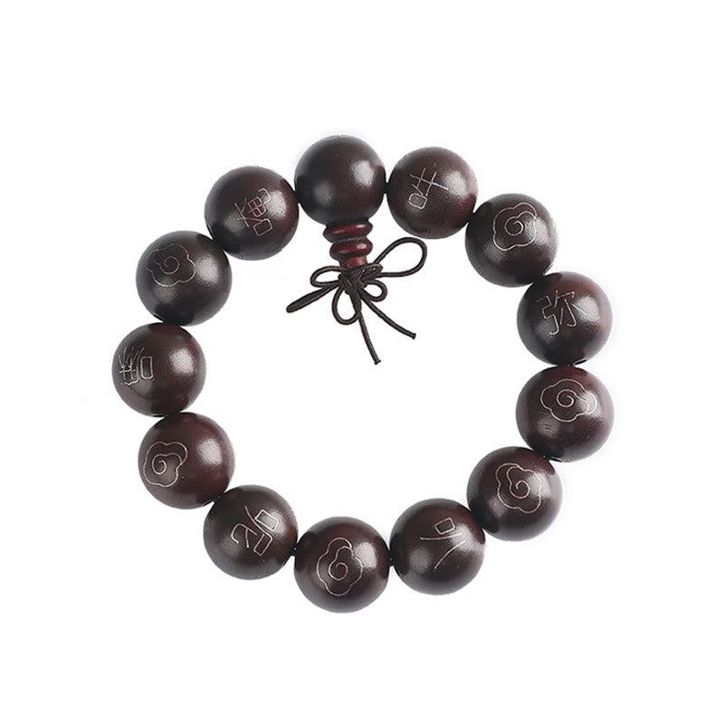 8mm Small Leaf Red Sandalwood Om Mani Padme Hum Bracelet