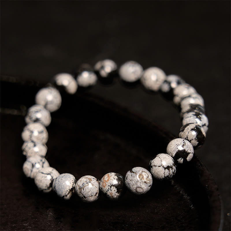 8mm Snowflake Obsidian Balance Bracelet