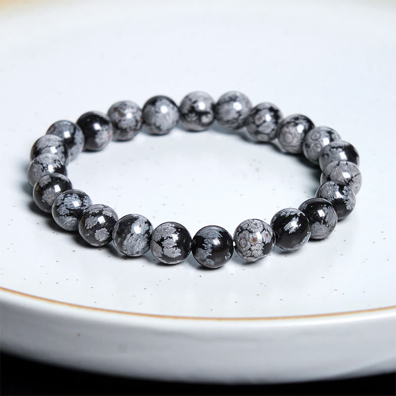 8mm Snowflake Obsidian Balance Bracelet