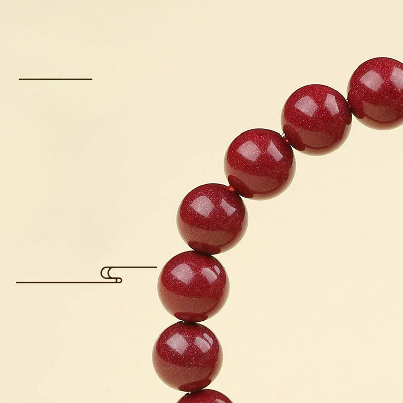 8mm Sterling Silver Cinnabar Four Beasts Blessing Bracelet