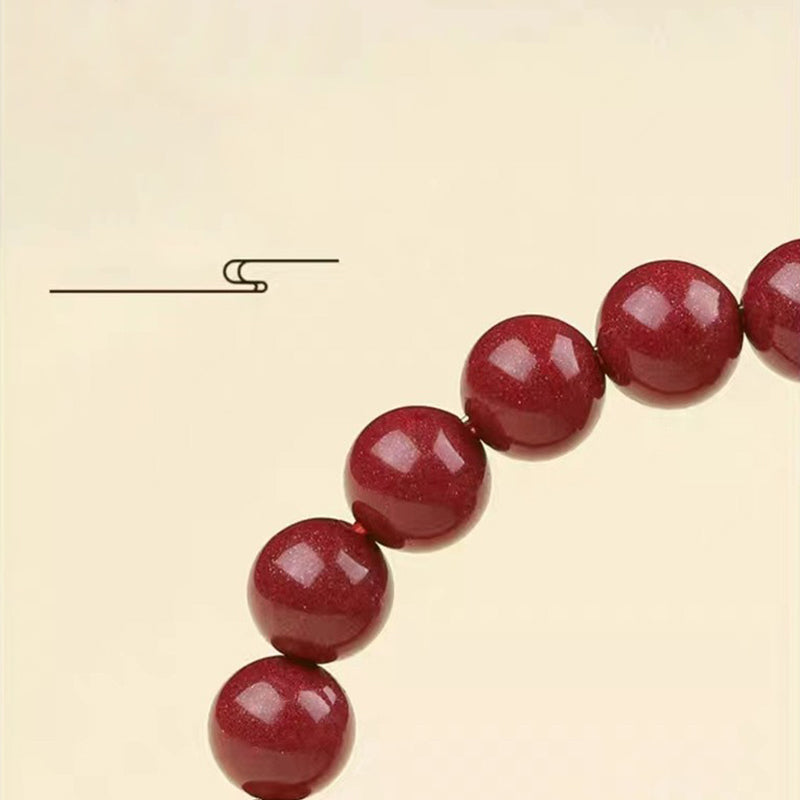 8mm Sterling Silver Cinnabar Four Beasts Blessing Bracelet