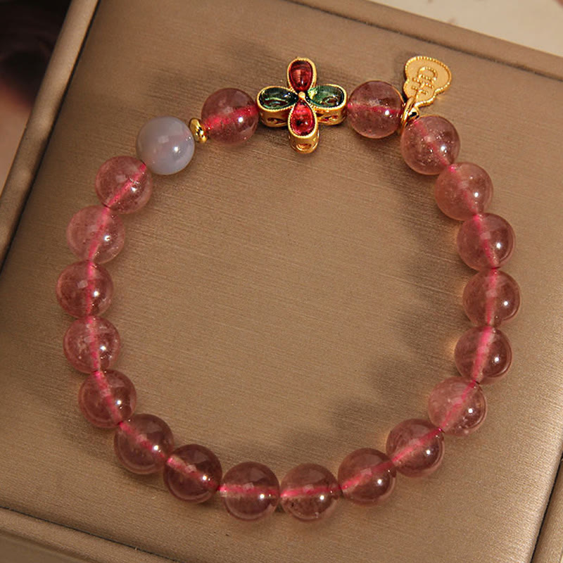 8mm Strawberry Quartz Lucky Bracelet for Women Love