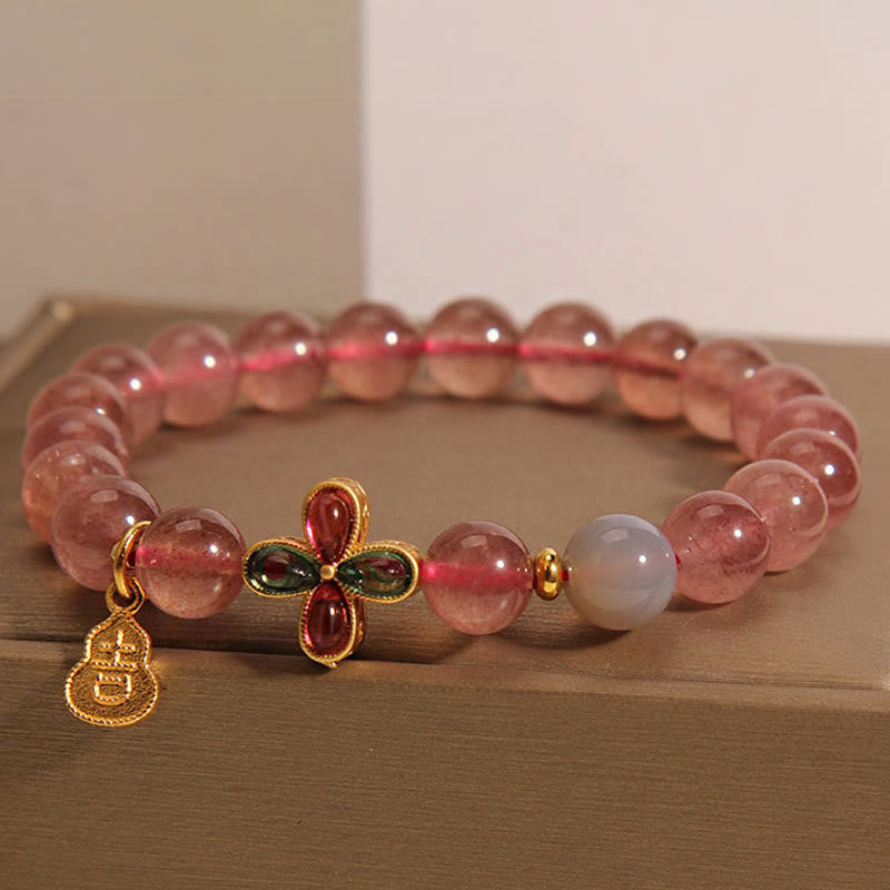 8mm Strawberry Quartz Lucky Bracelet for Women Love