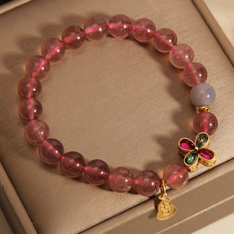 8mm Strawberry Quartz Lucky Bracelet for Women Love