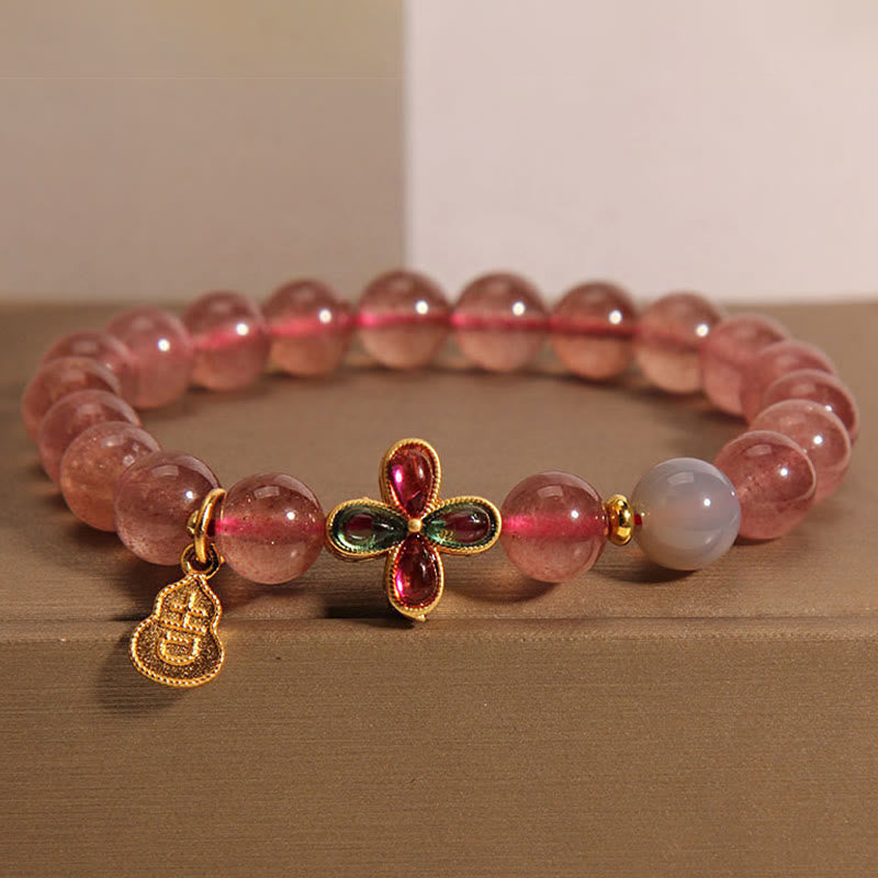 8mm Strawberry Quartz Lucky Bracelet for Women Love