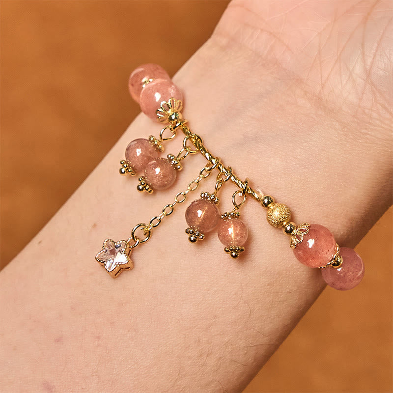 8mm Strawberry Quartz Positive Love Bracelet for Women